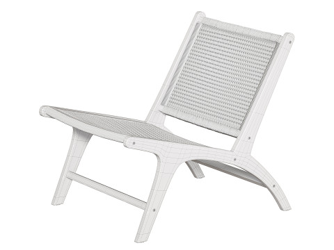 Hamma teak and natural rattan armchair 3D Model