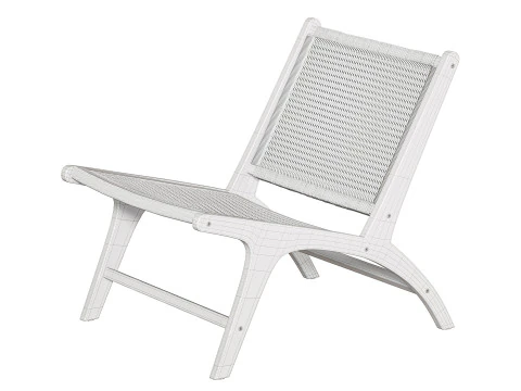 Poltroncina Hamma in teak e rattan naturale Modello 3D