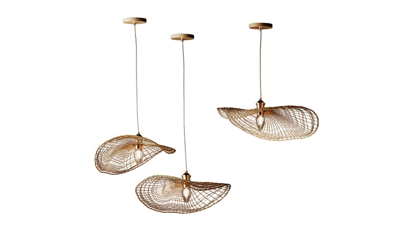 Lampadario decorativo a sospensione Boho in rattan intrecciato a mano Modello 3D .c4d .max .obj .3ds .fbx .stl .blend 