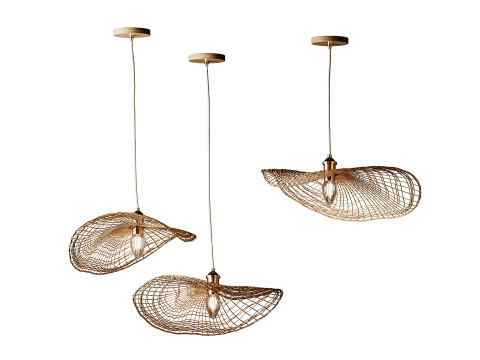 Boho Hand-woven Rattan Chandelier Decorative Pendant Light Modelo 3D