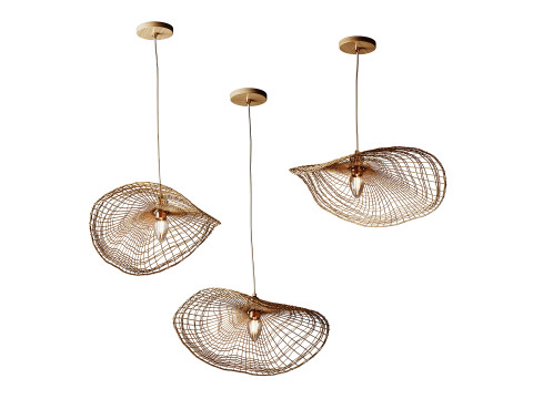 Lampadario decorativo a sospensione Boho in rattan intrecciato a mano Modello 3D