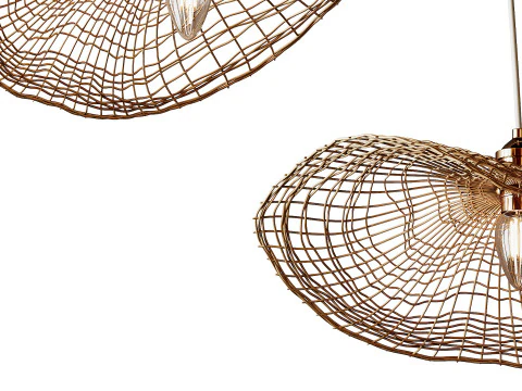Boho Hand-woven Rattan Chandelier Decorative Pendant Light 3D Model