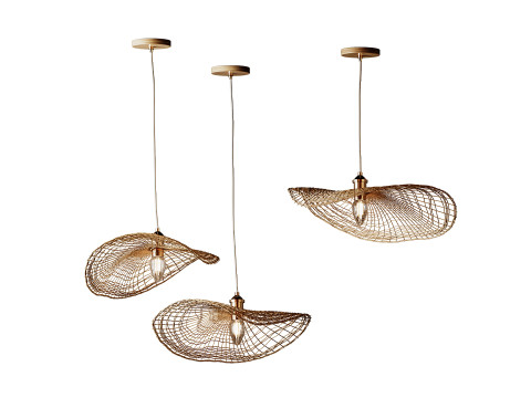 Lampadario decorativo a sospensione Boho in rattan intrecciato a mano Modello 3D
