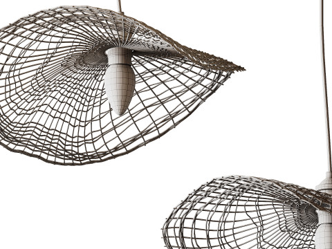 Lampadario decorativo a sospensione Boho in rattan intrecciato a mano Modello 3D