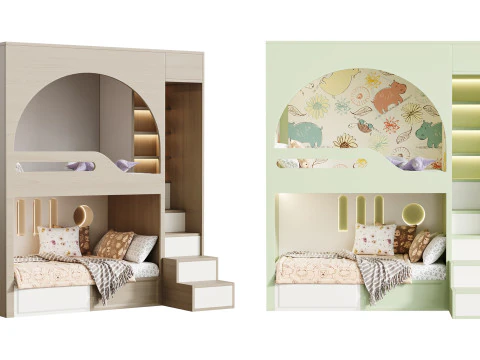 어린이용 이층침대-002 3D 모델