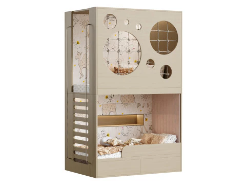 Letto a castello per bambini 4 Modello 3D