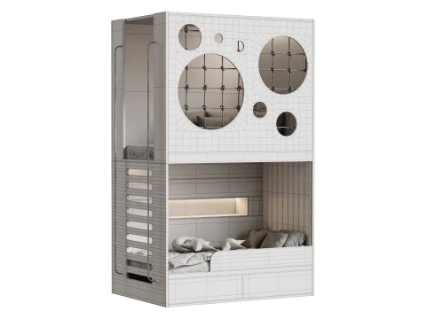 Letto a castello per bambini 4 Modello 3D