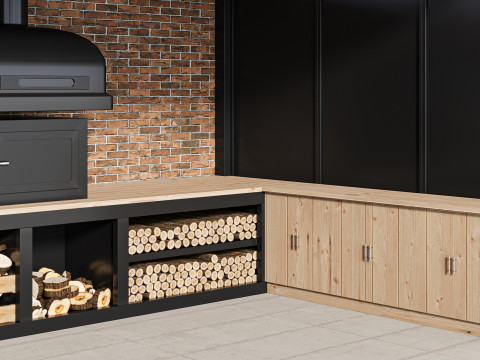 Современная уличная кухня 03 3D Модель