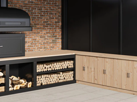 Modern Outdoor Kitchen 03 3D Model