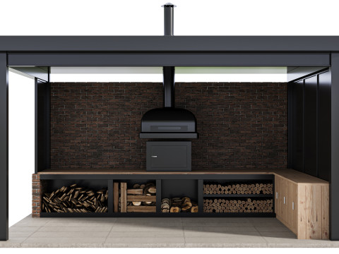 Современная уличная кухня 03 3D Модель