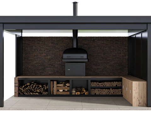 Modern Outdoor Kitchen 03 3D Model