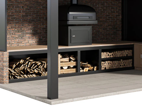 Modern Outdoor Kitchen 03 3D Model