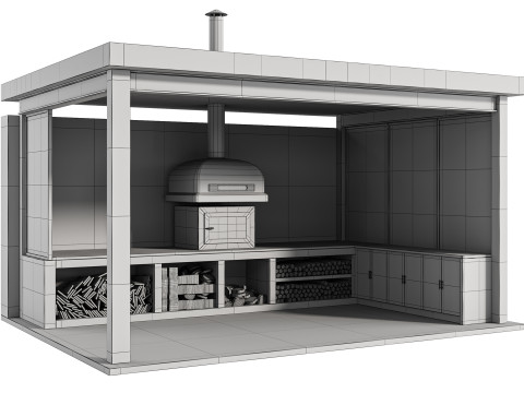 Современная уличная кухня 03 3D Модель