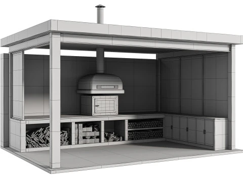 Modern Outdoor Kitchen 03 3D Model