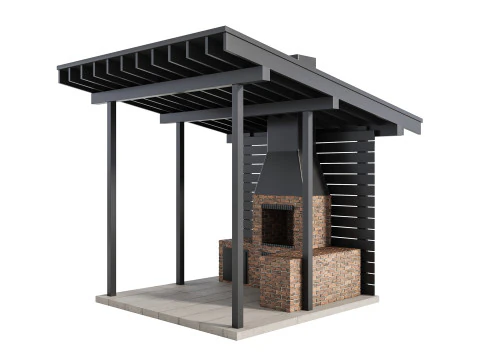 현대적인 야외 주방 04 3D 모델