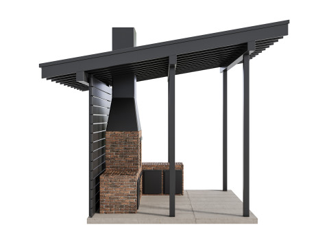 Modern Outdoor Kitchen 04 3D Model