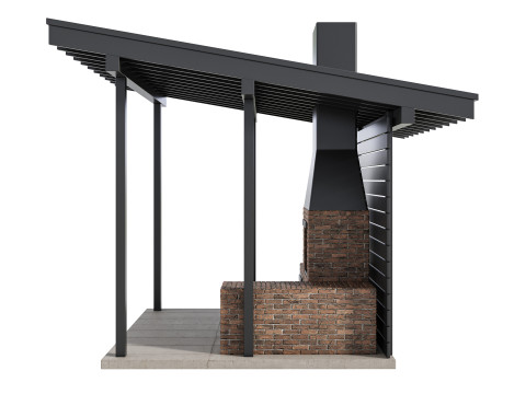 Modern Outdoor Kitchen 04 3D Model