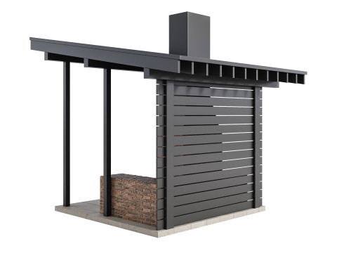 Modern Outdoor Kitchen 04 3D Model