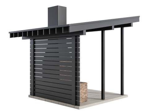 Modern Outdoor Kitchen 04 3D Model