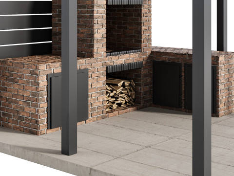 Modern Outdoor Kitchen 04 3D Model
