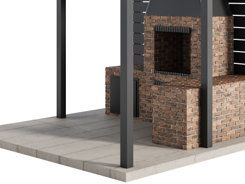 Modern Outdoor Kitchen 04 3D Model