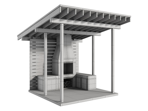 Modern Outdoor Kitchen 04 3D Model