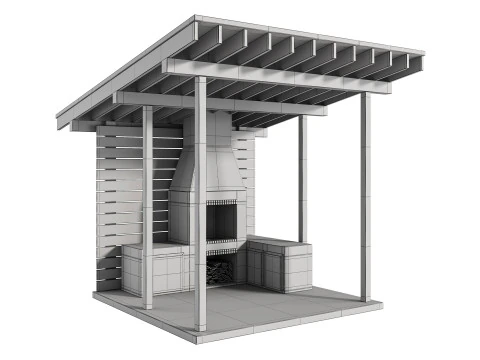 Cucina da esterno moderna 04 Modello 3D
