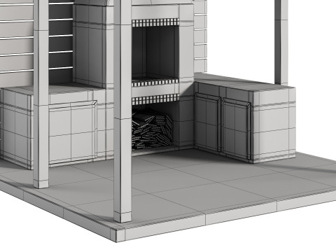 Modern Outdoor Kitchen 04 3D Model
