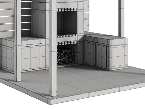 Cucina da esterno moderna 04 Modello 3D