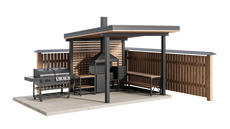 Modern Outdoor Kitchen 24 3D Model .c4d .max .obj .3ds .fbx .stl .blend