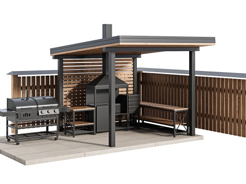 Modern Outdoor Kitchen 24 3D Modell
