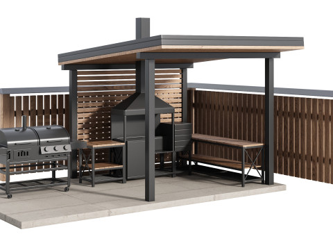Modern Outdoor Kitchen 24 3D Model