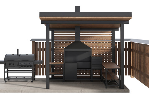 Modern Outdoor Kitchen 24 3D Model