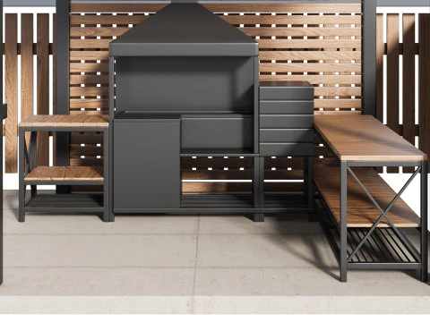 Modern Outdoor Kitchen 24 3D Model