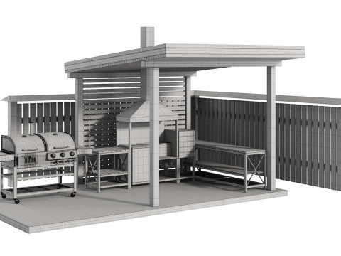 Modern Outdoor Kitchen 24 3D Model