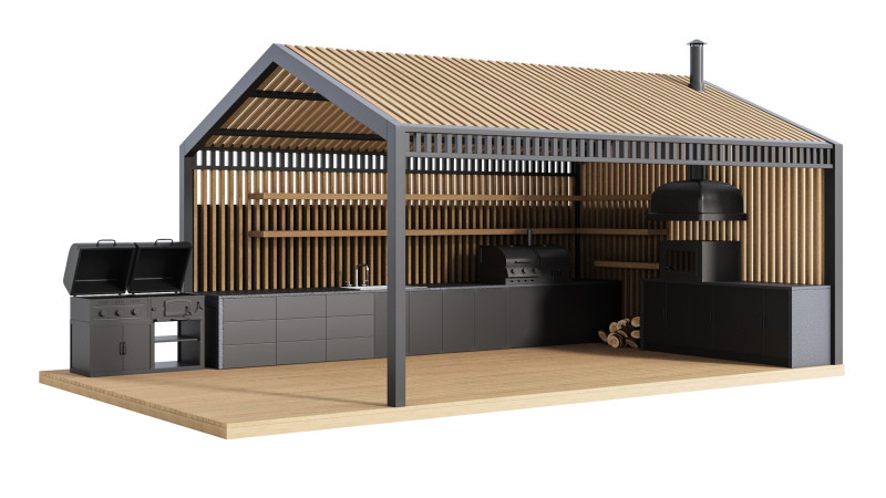 Modern Outdoor Kitchen 25 3D Model .c4d .max .obj .3ds .fbx .stl .blend