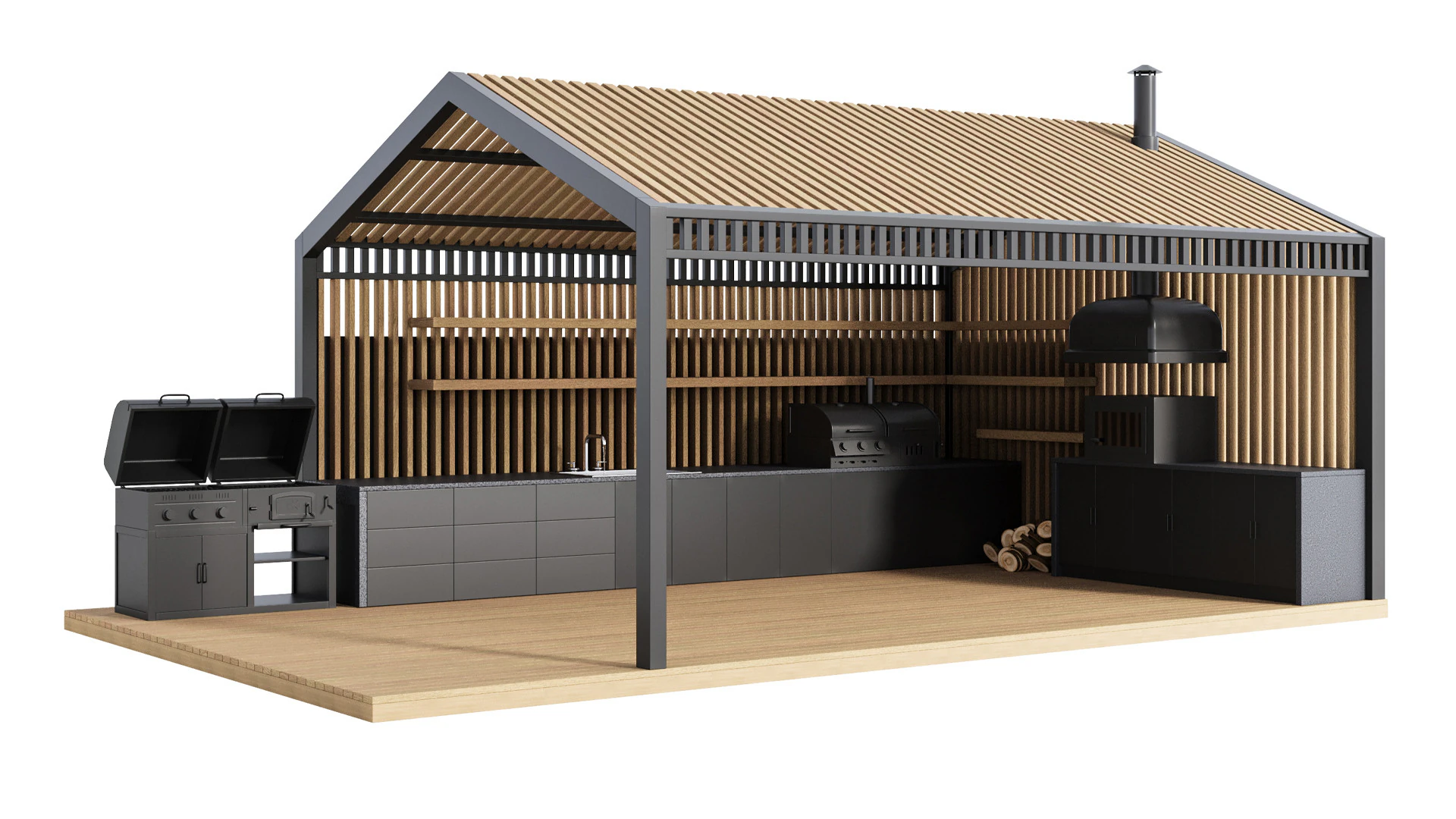 Modern Outdoor Kitchen 25 3D Model .c4d .max .obj .3ds .fbx .stl .blend 