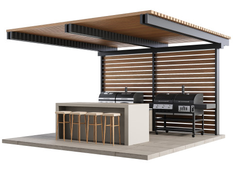 Modern Outdoor Kitchen 27 3D Modell