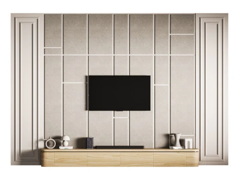 Parete TV moderna 031 Modello 3D