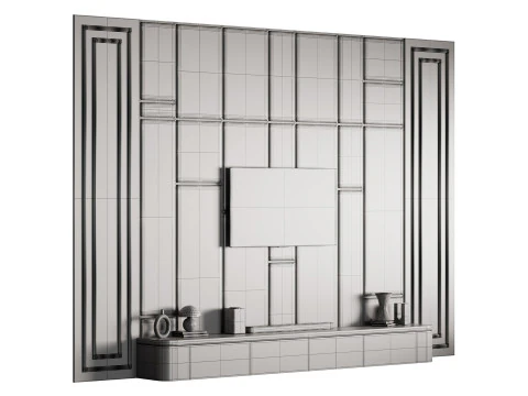 Parete TV moderna 031 Modello 3D
