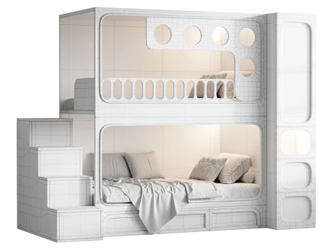 Letto a castello per bambini 09 Modello 3D