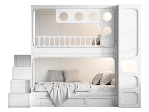 Letto a castello per bambini 09 Modello 3D