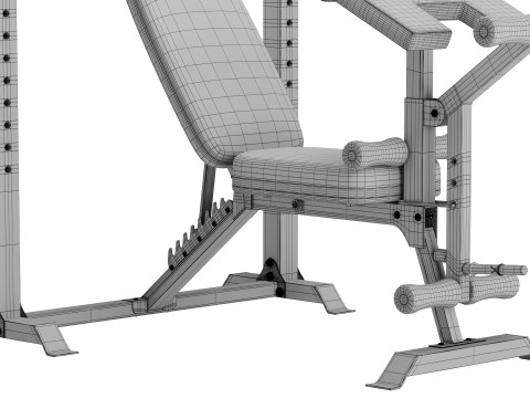 Multi-function strength trainer sit up bench Modelo 3D