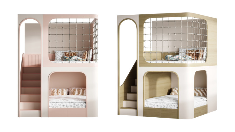 Stapelbed voor kinderen 011 3D Model .c4d .max .obj .3ds .fbx .stl .blend