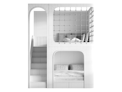 Stapelbed voor kinderen 011 3D Model