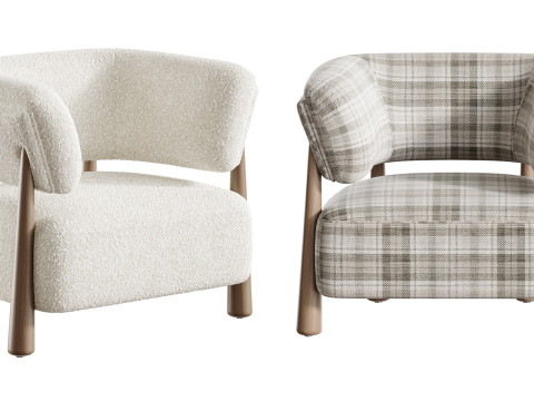 Dolores Stone 奶油色织物休闲椅 3D 模型