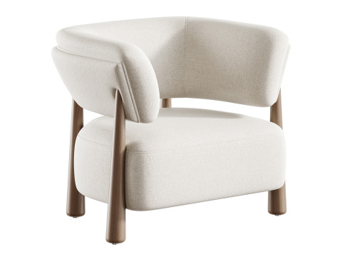 Dolores Stone 奶油色织物休闲椅 3D 模型