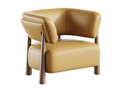 Dolores Stone 奶油色织物休闲椅 3D 模型