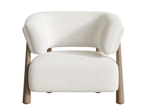 Dolores Stone 奶油色织物休闲椅 3D 模型