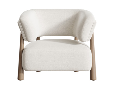 Dolores Stone 奶油色织物休闲椅 3D 模型